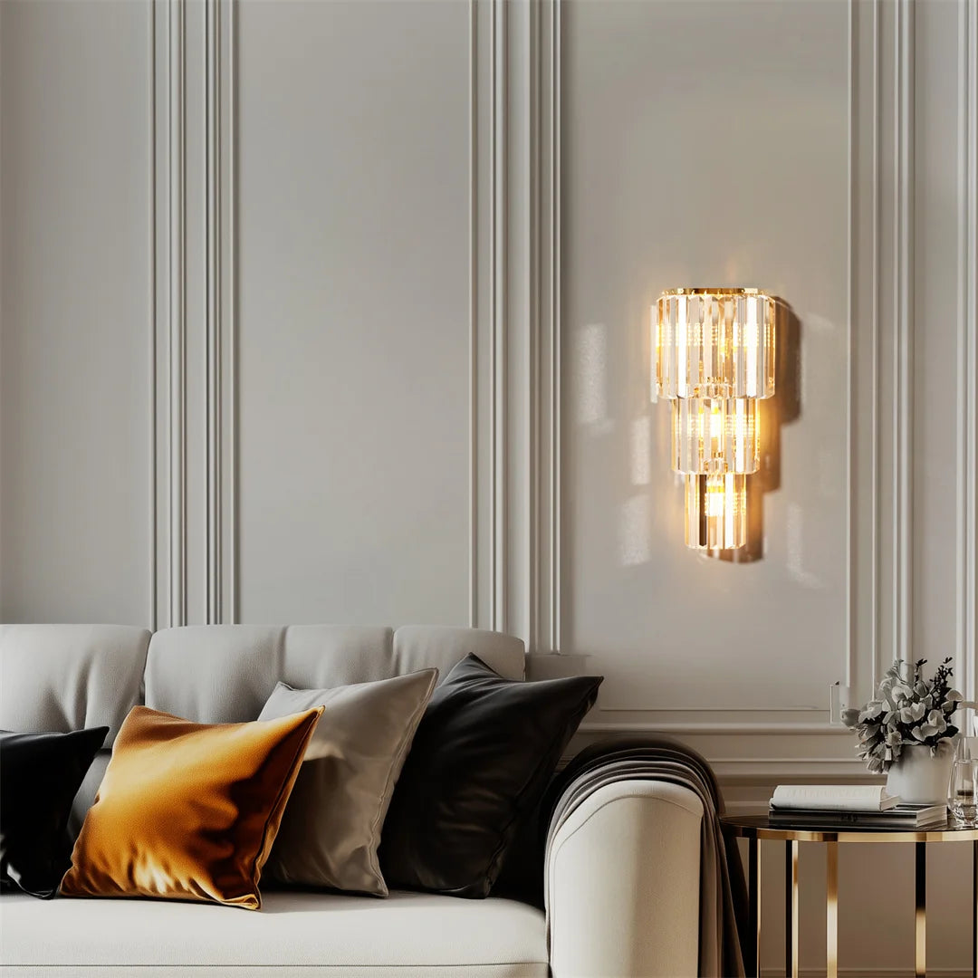 Modern Crystal Wall Lamp 3 Layer Sconce Light E14 LED