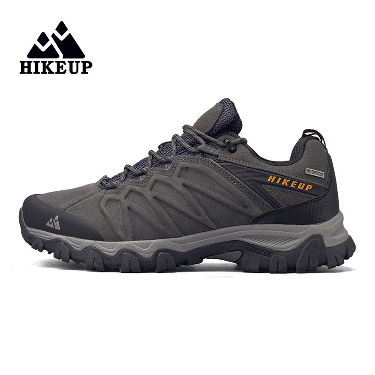 Hikeup Men Leather Hiking Shoes Durable Outdoor Trekking Footwear