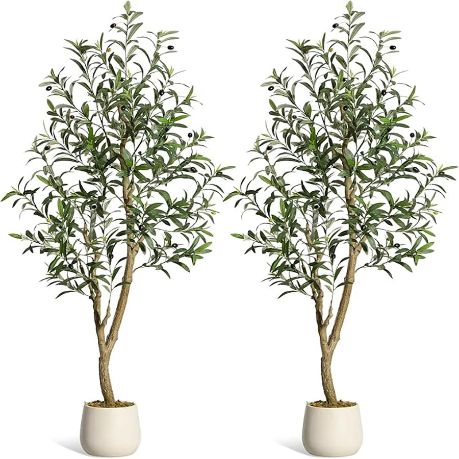 HiMISS Olive Trees Artificial Indoor Faux Silk Plant Potted in Planter