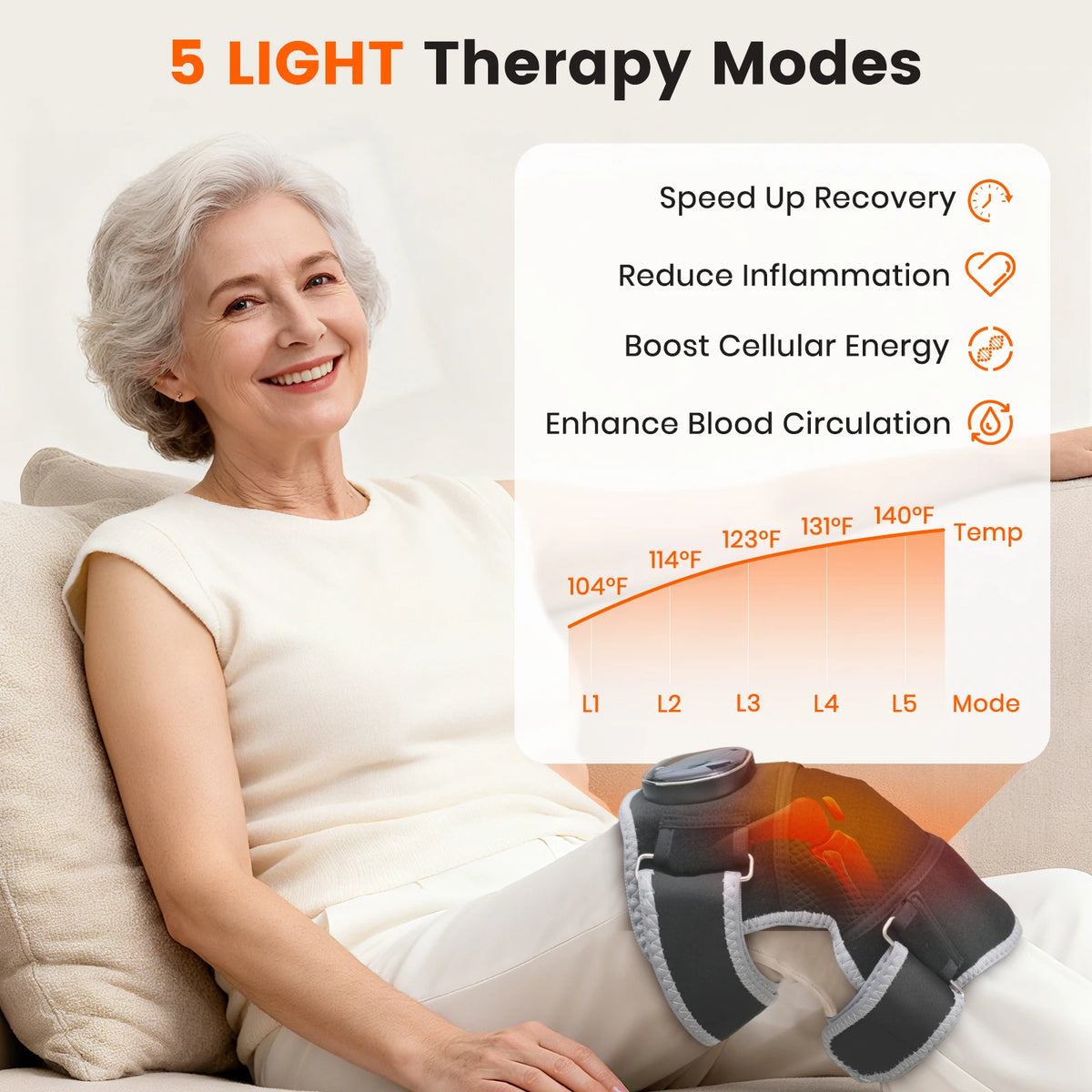 Cordless Red Light Knee Heating Vibration Electric Knee Massager