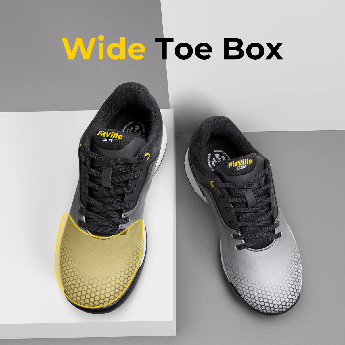 Fitville Wide Men's Golf Shoes Comfortable Non Slip Sneakers