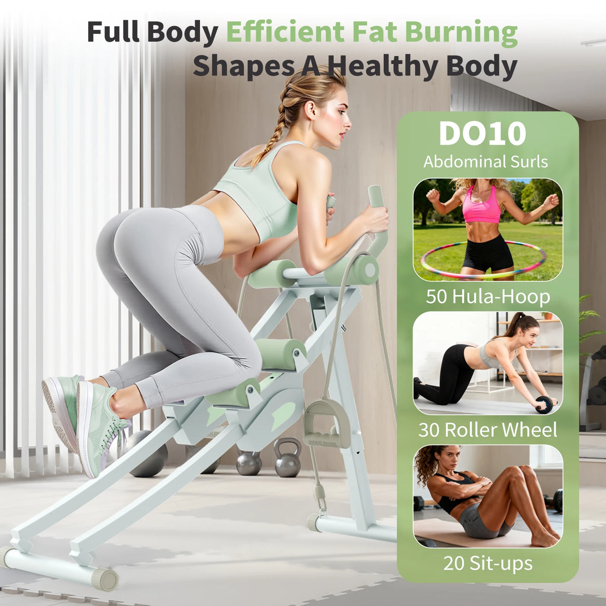 Abdominal Curling Exercise Machine Adjustable Dual Track Foldable Home Gym