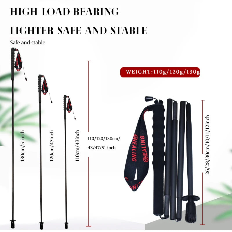 Okhealing Carbon Fiber Foldable Antishock Trekking Poles For Outdoor Hiking