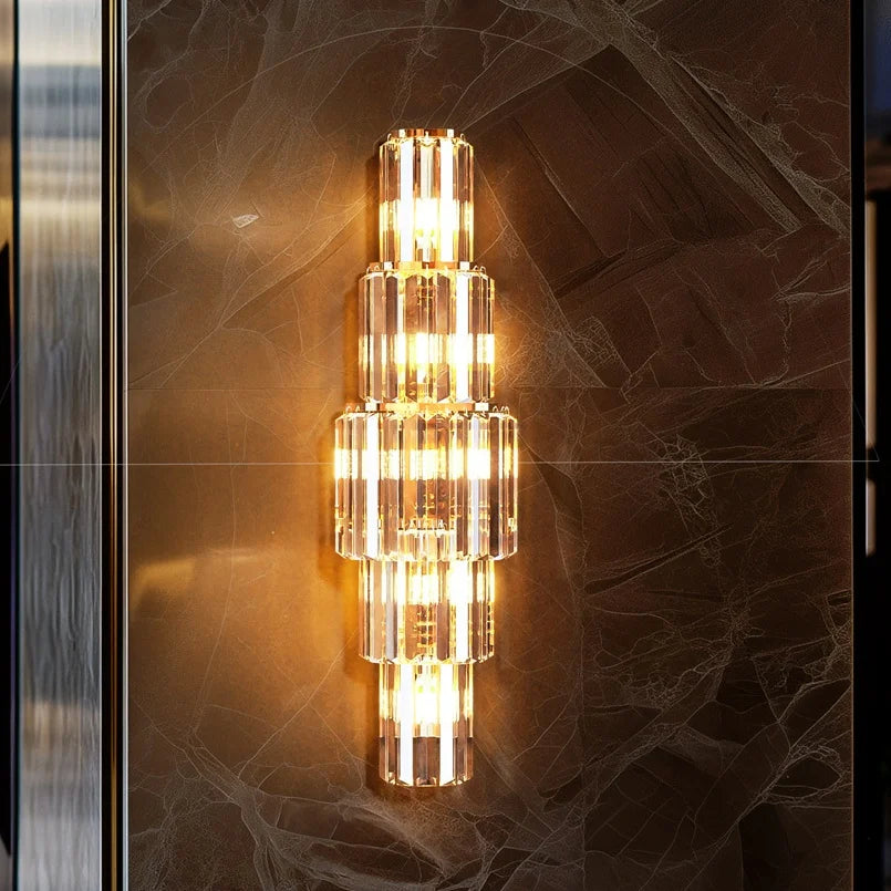 Modern Crystal Wall Lamp 3 Layer Sconce Light E14 LED