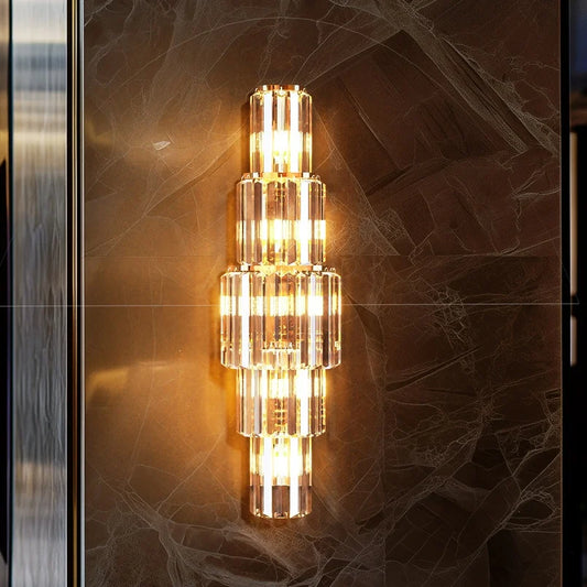 Modern Crystal Wall Lamp 3 Layer Sconce Light E14 LED