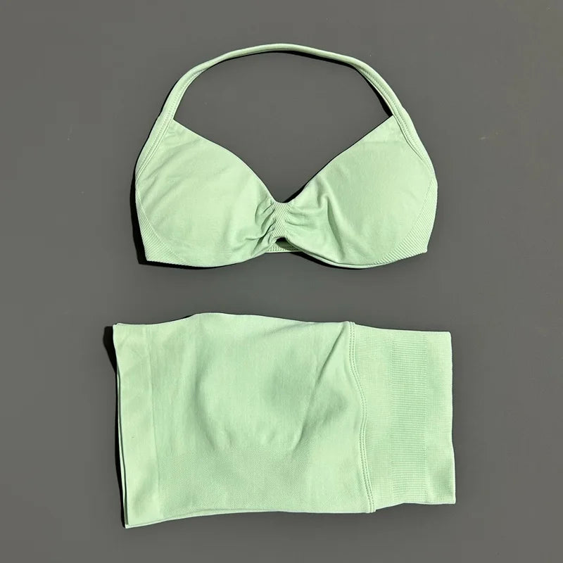 Histello Women Seamless Two Piece Yoga Gym Fitness Set