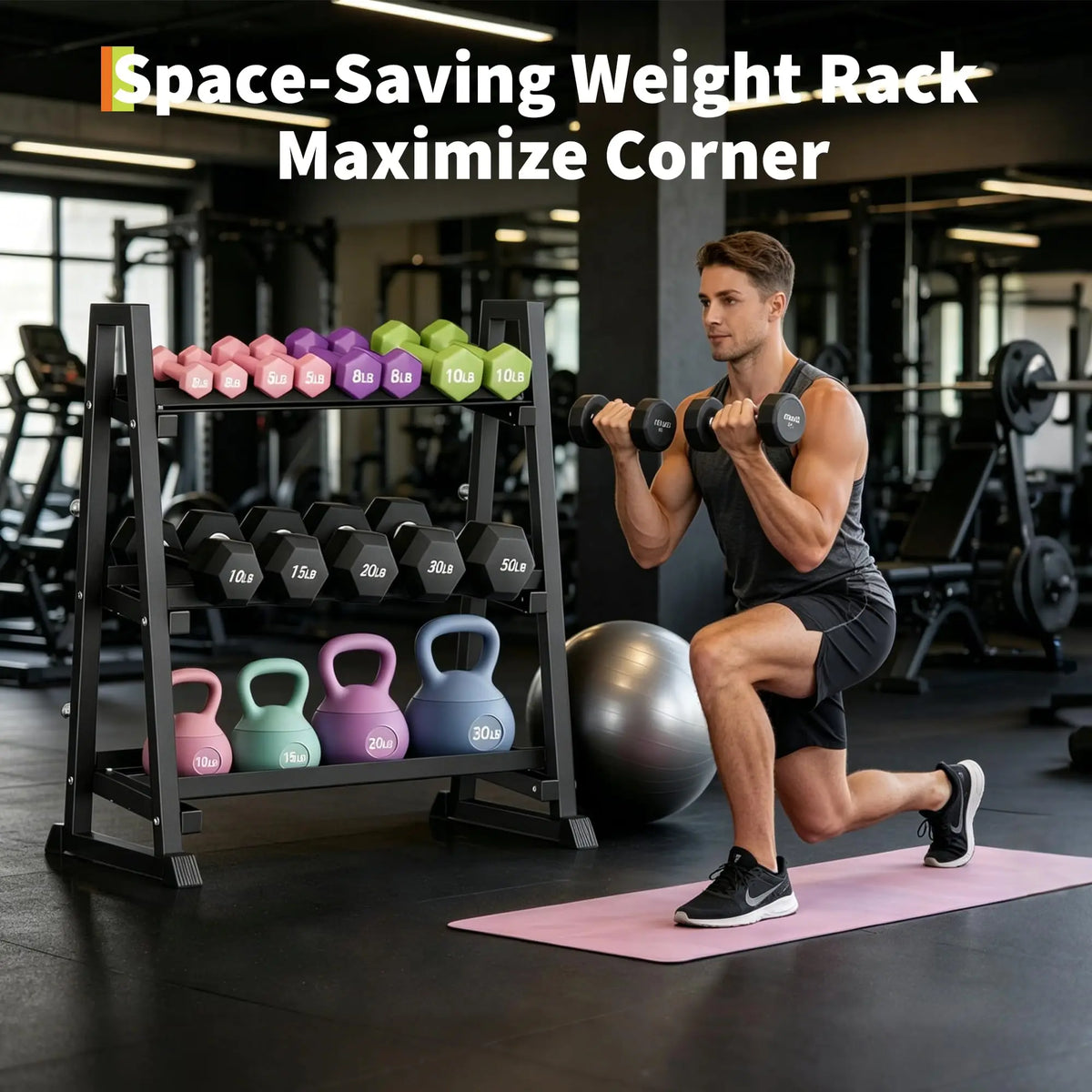 Heavy Duty Three Tier Dumbbell Rack Steel Weight Stand