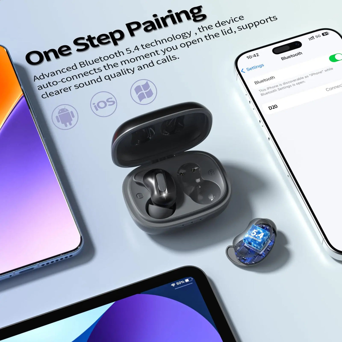Kuizil Mini Sleep Earbuds ANC Noise Canceling Bluetooth 48H Battery