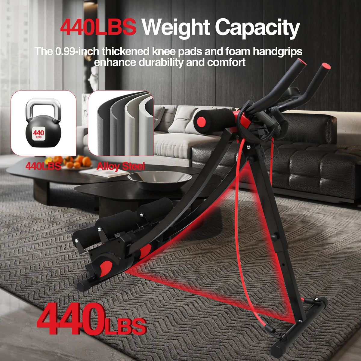 Foldable Adjustable Dual Track Abdominal Cruncher With Resistance Bands