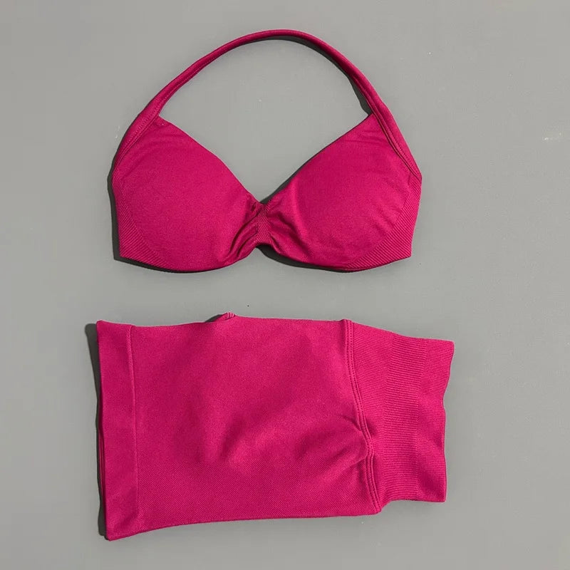 Histello Women Seamless Two Piece Yoga Gym Fitness Set