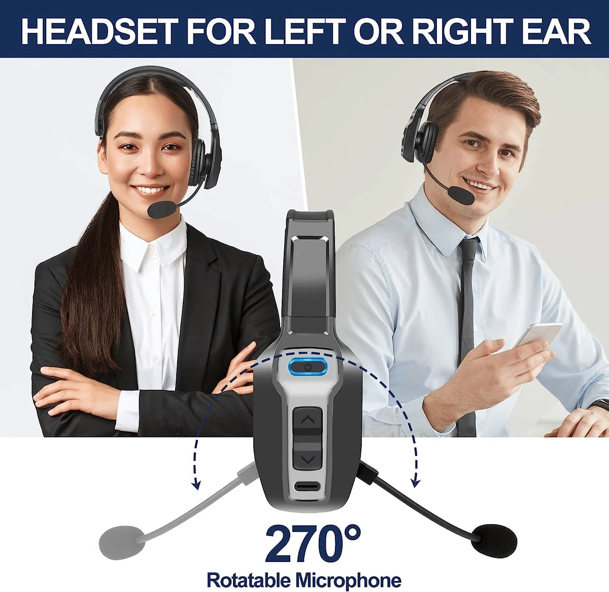 Trucker Bluetooth Wireless Headset With Noise Cancelling Mic For Phones PC