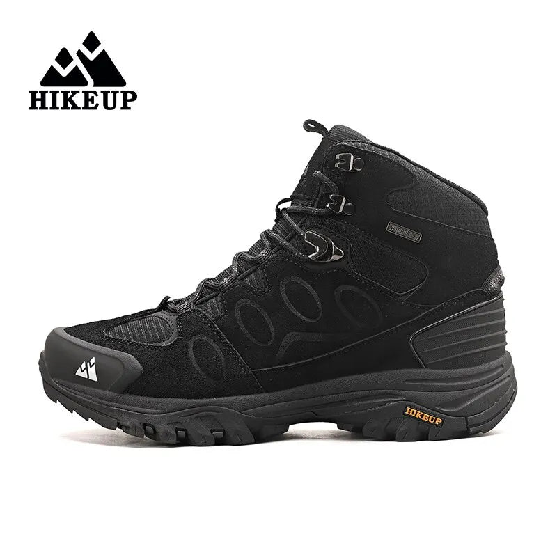 Hikeup Men High Top Hiking Boots Suede Lace Up Trekking Shoes