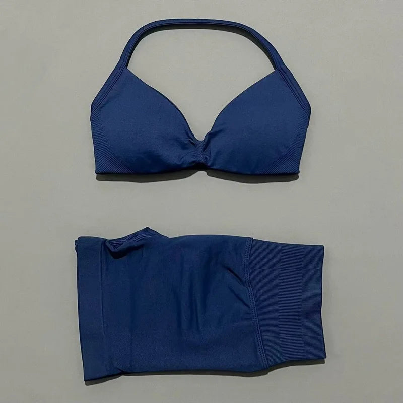 Histello Women Seamless Two Piece Yoga Gym Fitness Set