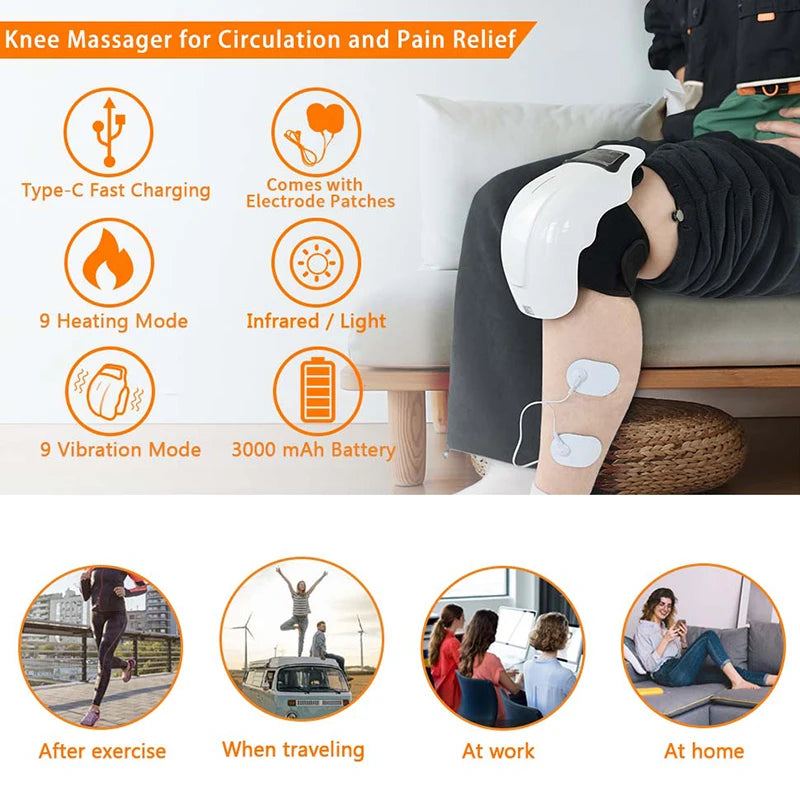 Cordless Knee Massager With Heating And Vibration 9 Gears