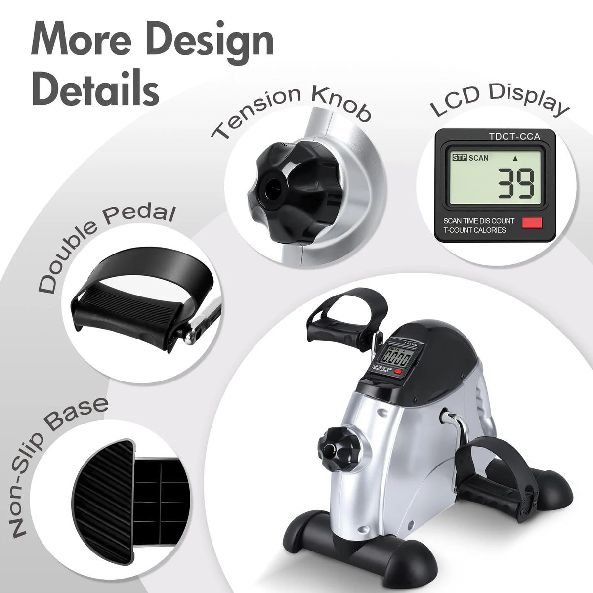Mini Under Desk Pedal Exerciser With LCD Display For Home