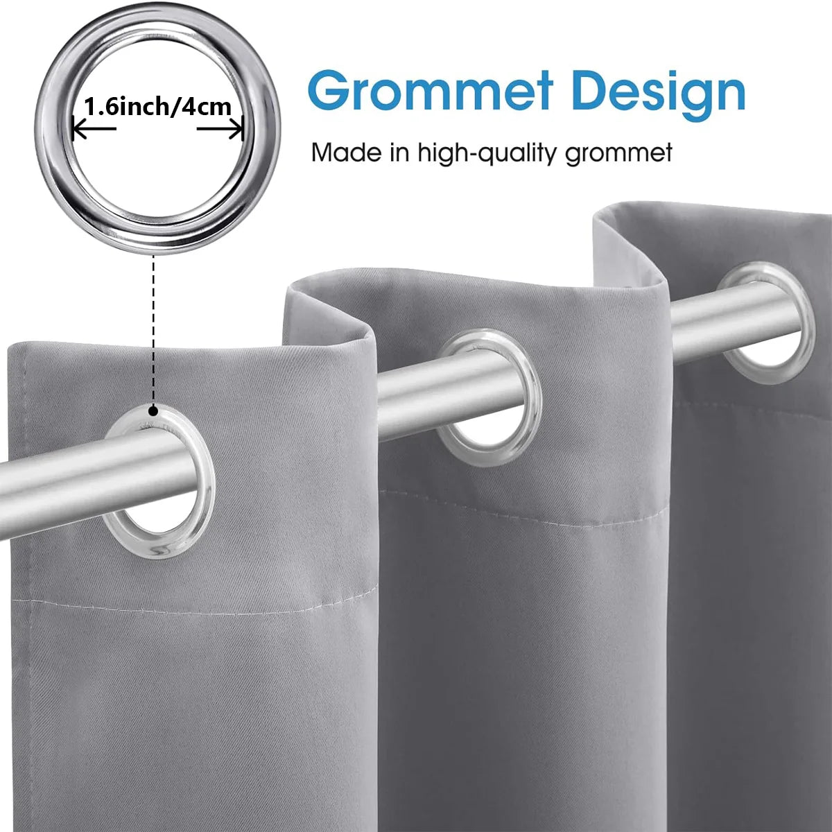 Premium Blackout Curtains With Grommet Top Heat Insulated Window Drapes