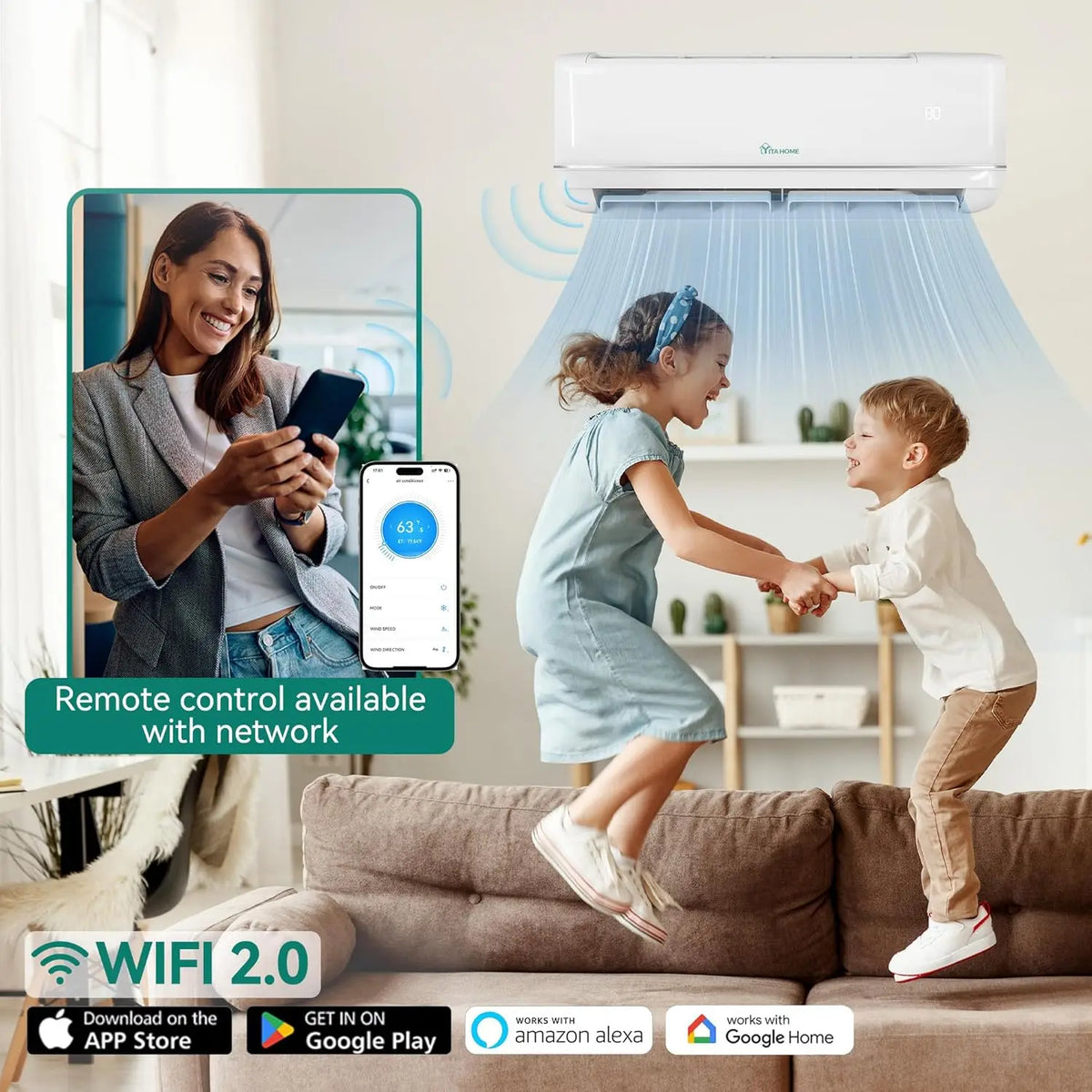 18000 Btu Mini Split Air Conditioner Heating 21 Seer Ductless