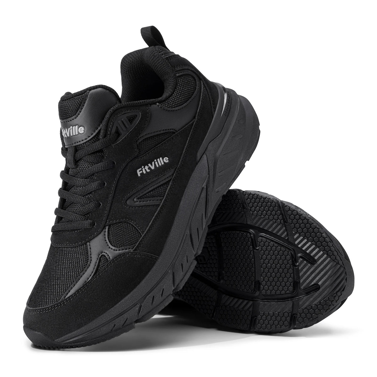 FitVille Newest Walking Shoes for Men Wide Width Sneakers with Arch Support for Flat Feet Heel Pain Relief Plantar Fasciitis