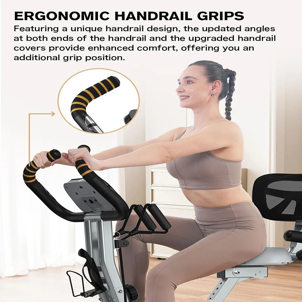 Pooboo Folding Magnetic Exercise Bike With Adjustable Resistance