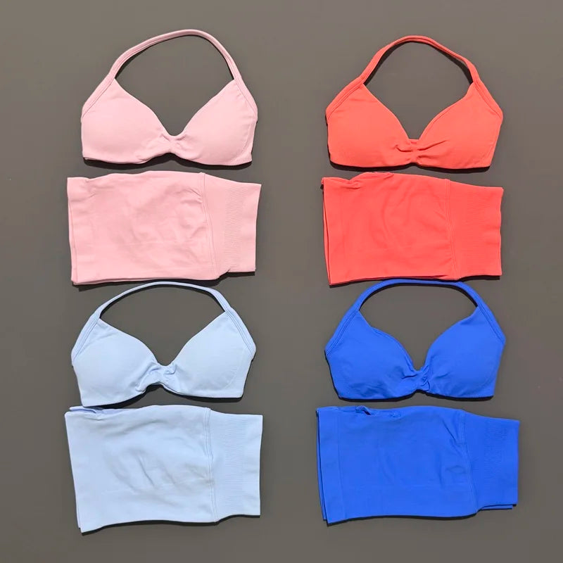 Histello Women Seamless Two Piece Yoga Gym Fitness Set
