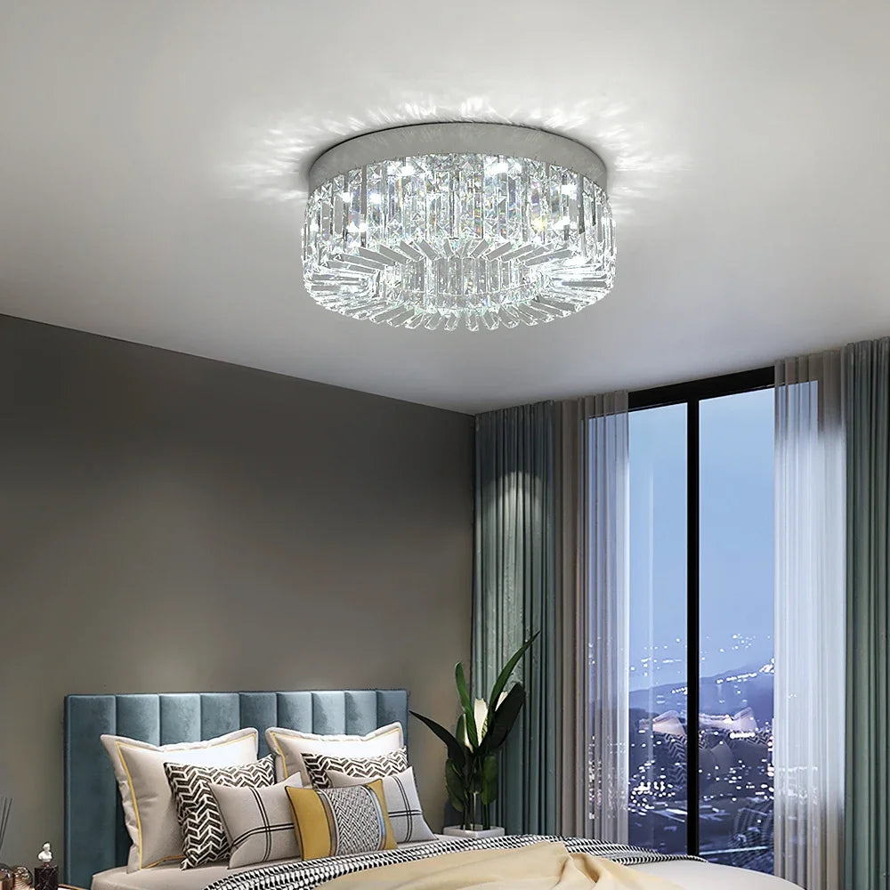 VETRULUS Gold Crystal Ceiling Lamp Modern LED Chandelier For Living Room