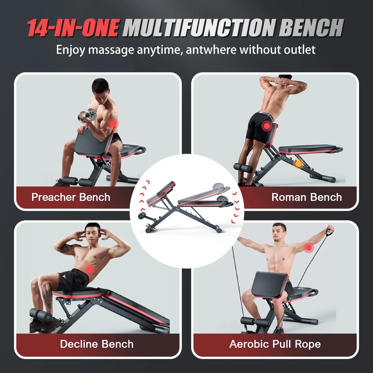 Foldable Pre Assembled Dumbbell Bench With Adjustable Levels