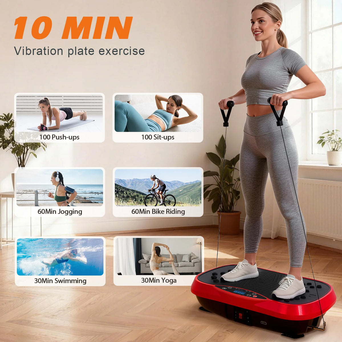 Portable Vibration Plate Exercise Machine With Bluetooth Bands And Yoga Straps