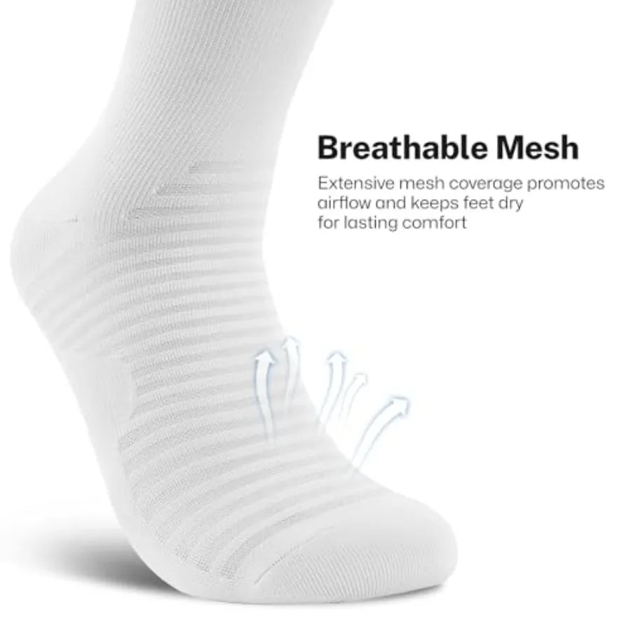 PAPLUS Athletic Crew Compression Socks 6 Pairs for Men and Women, Running Socks With Arch Support