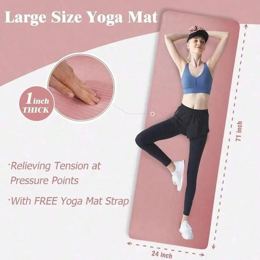 High Density Non Slip Exercise Mat With Carry Strap Pilates