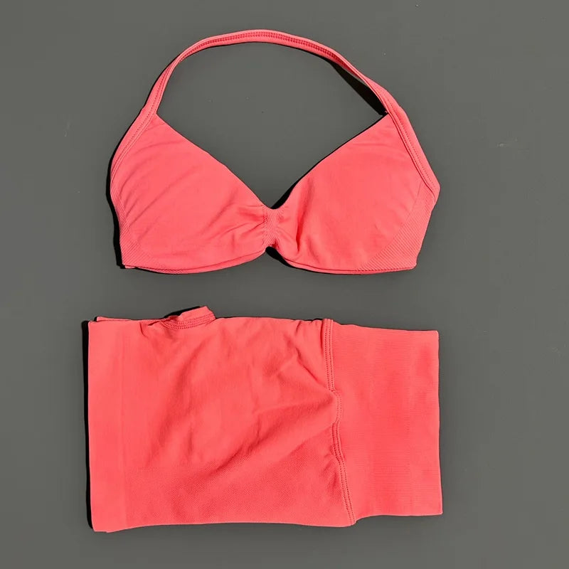 Histello Women Seamless Two Piece Yoga Gym Fitness Set
