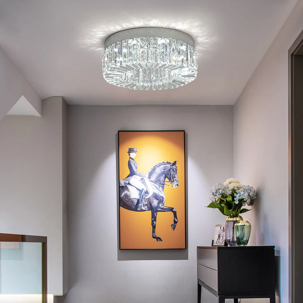 VETRULUS Gold Crystal Ceiling Lamp Modern LED Chandelier For Living Room