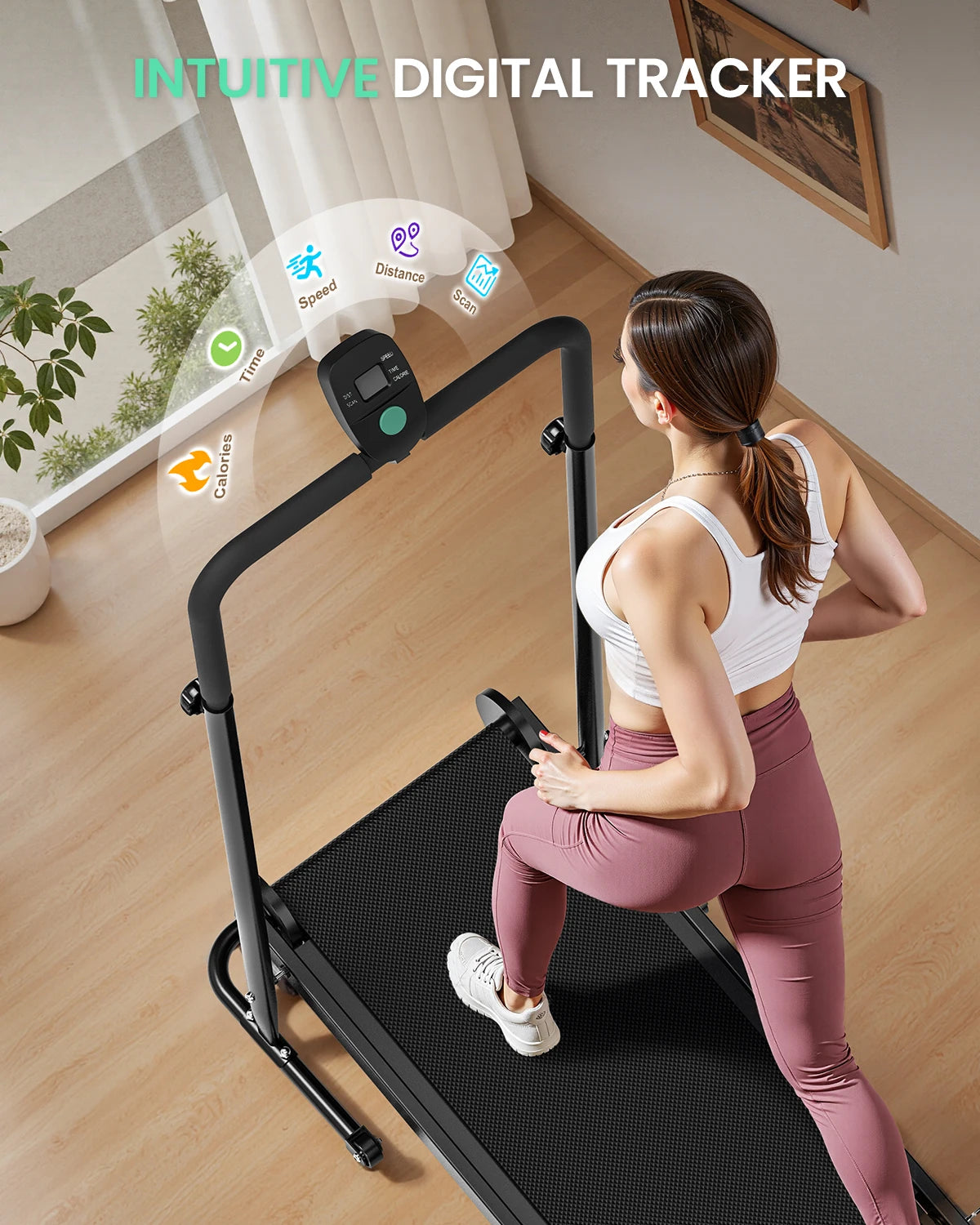 Akluer Motorless Treadmill With Adjustable Incline And LCD Display