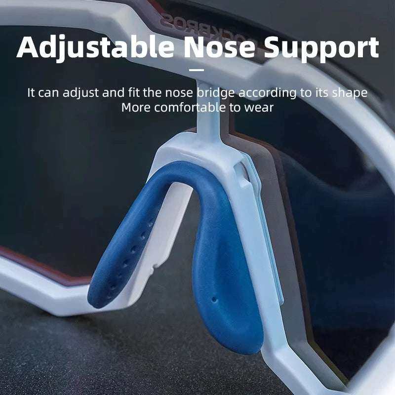 ROCKBROS Bicycle Glasses Photochromic Polarized Lens Adjustable Nose Support Myopia Frame Sports Men Women Cycling Goggle