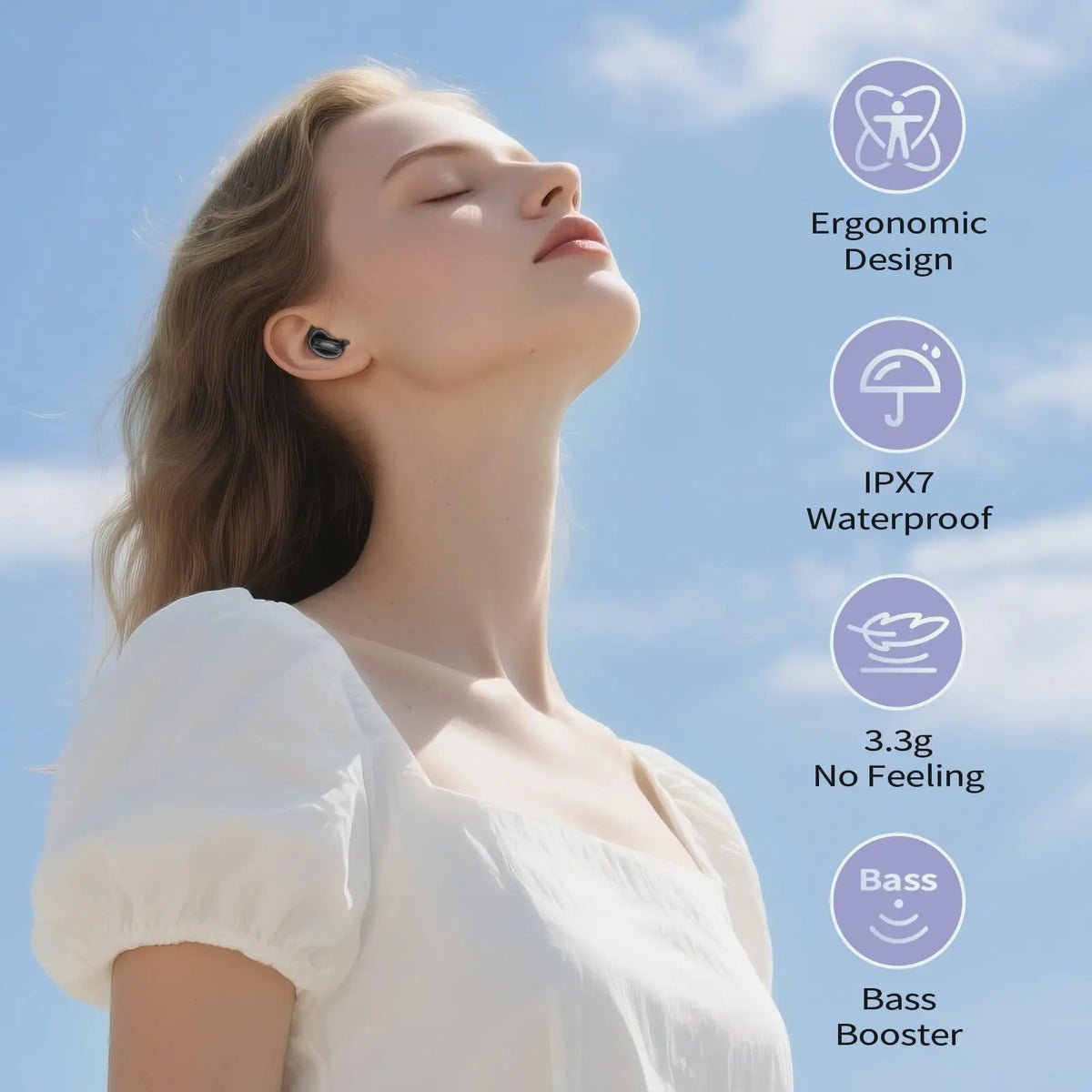 Kuizil Mini Sleep Earbuds ANC Noise Canceling Bluetooth 48H Battery