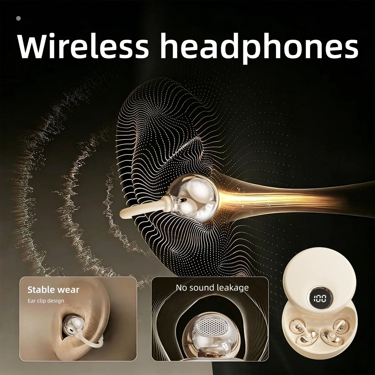 SHUKE Open Ear Clip True Wireless Bluetooth Headphones With Case