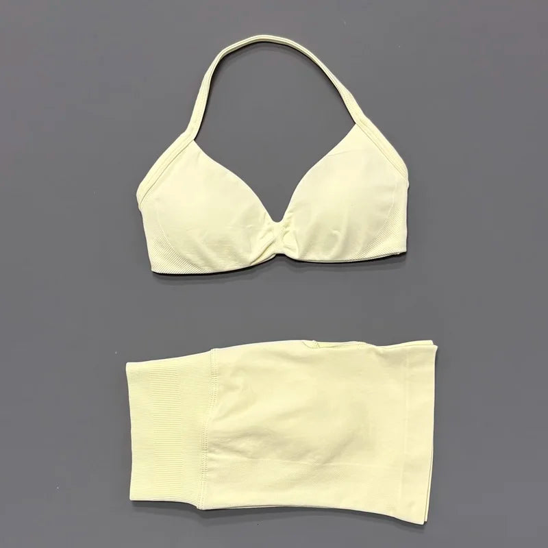 Histello Women Seamless Two Piece Yoga Gym Fitness Set
