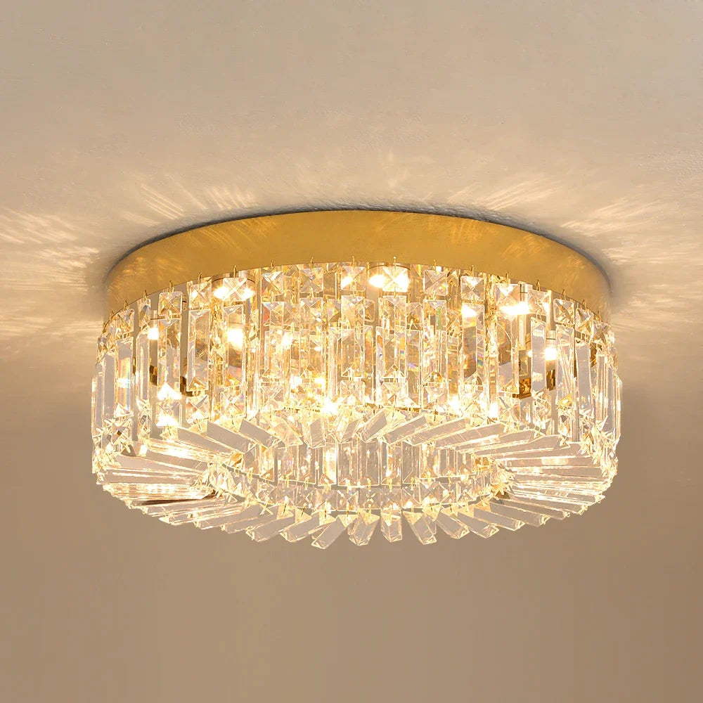 VETRULUS Gold Crystal Ceiling Lamp Modern LED Chandelier For Living Room