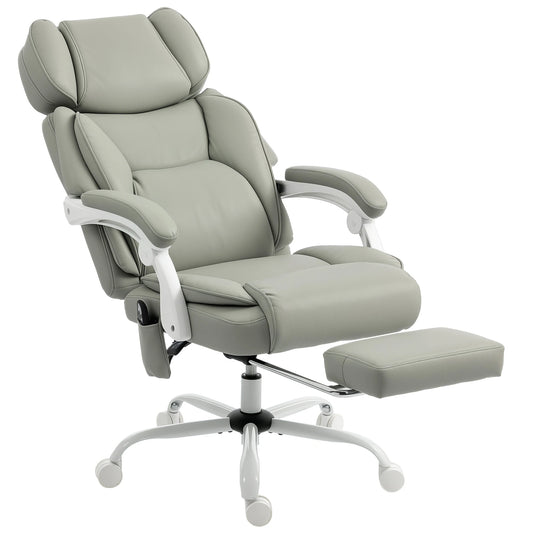 High Back Massage Office Chair With Footrest And Heated Recline