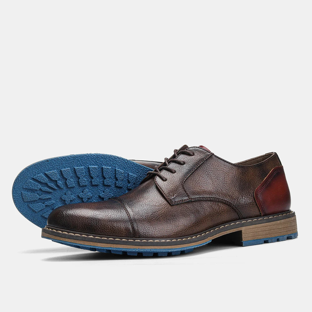 Hecrafted Men Casual Lace Up Leather Oxford Derby Shoes