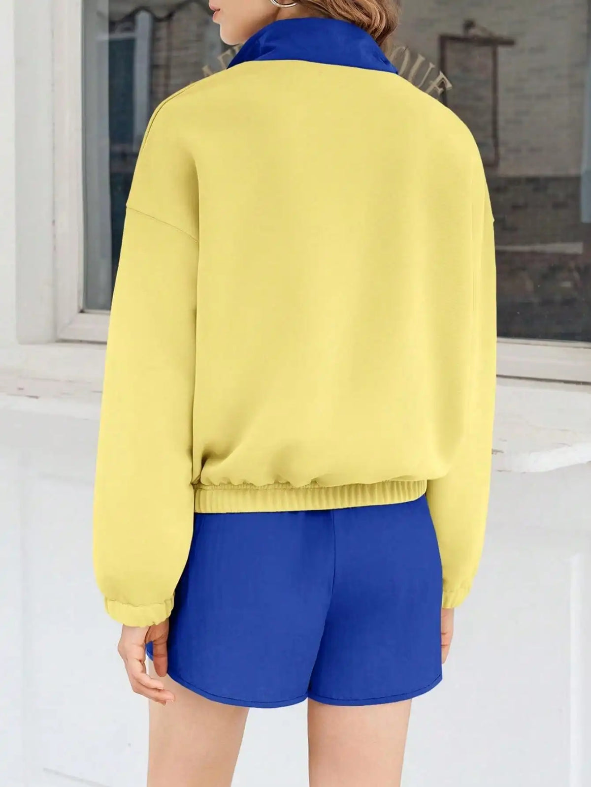 Fisoew Women Two Piece Lounge Set Sweatshirt Running Shorts