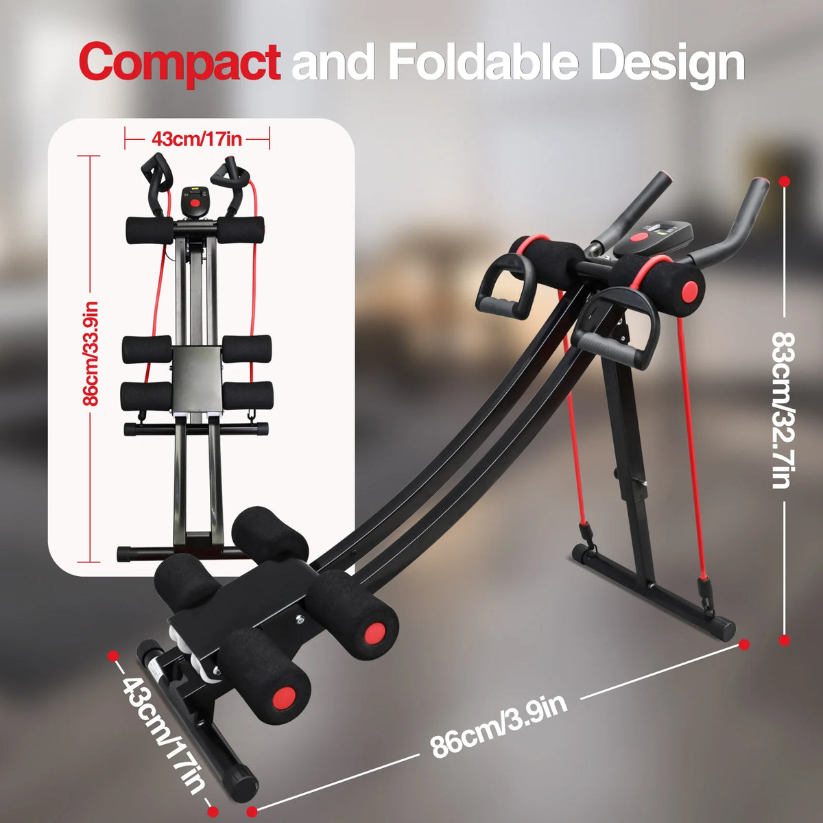 Abdominal Curling Exercise Machine Adjustable Dual Track Foldable Home Gym
