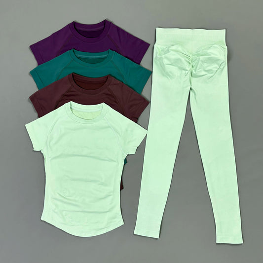 Histello Women Seamless Fitness Set With Butt Lifting Leggings