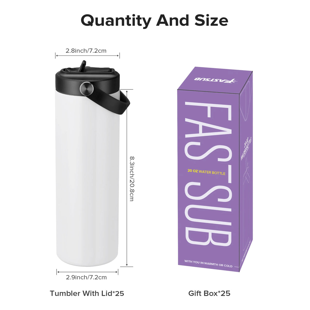 Fastsub Sublimation Blank Vacuum Tumbler With Flip Lid