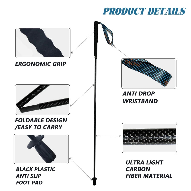 OKHEALING Lightweight Carbon Fiber Telescopic Trekking Poles