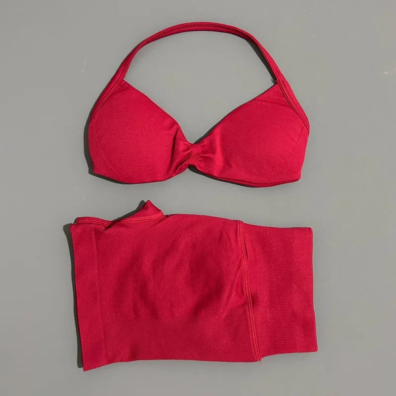 Histello Women Seamless Two Piece Yoga Gym Fitness Set