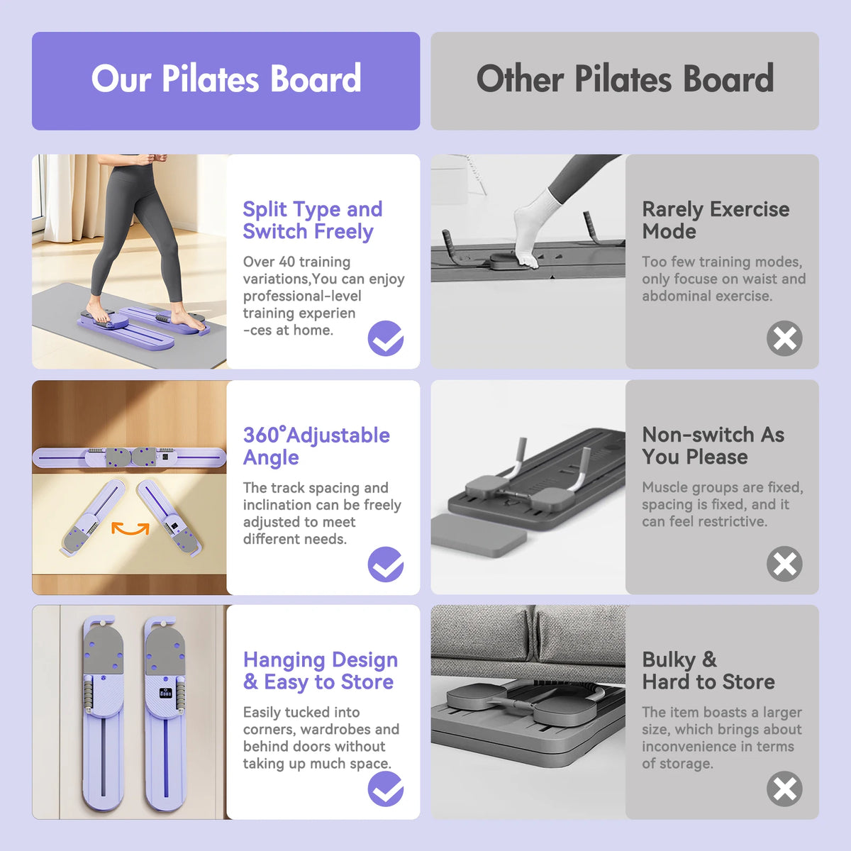2in1 Split Ab Pilates Board Portable Core and Leg Trainer