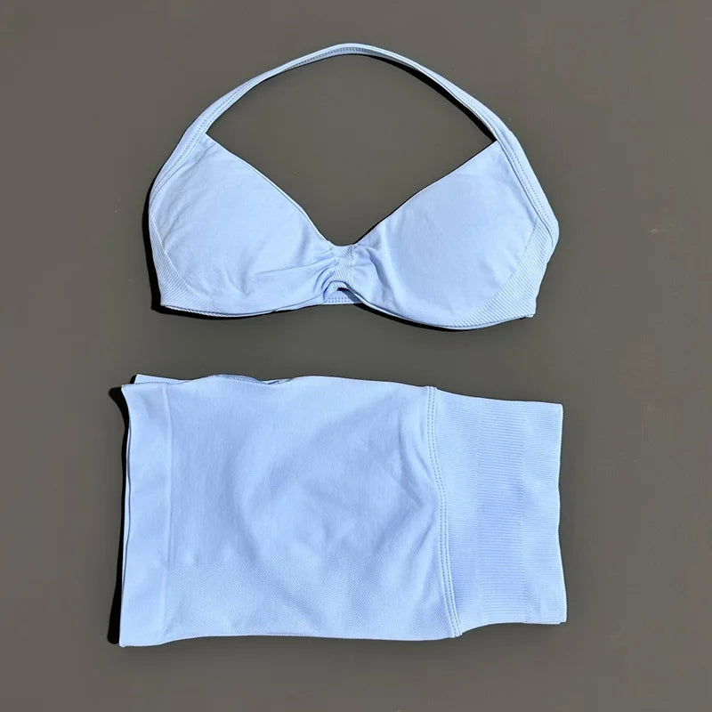 Histello Women Seamless Two Piece Yoga Gym Fitness Set