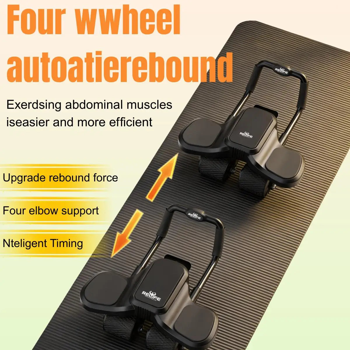 Relife Four Wheel Ab Roller With Automatic Rebound System