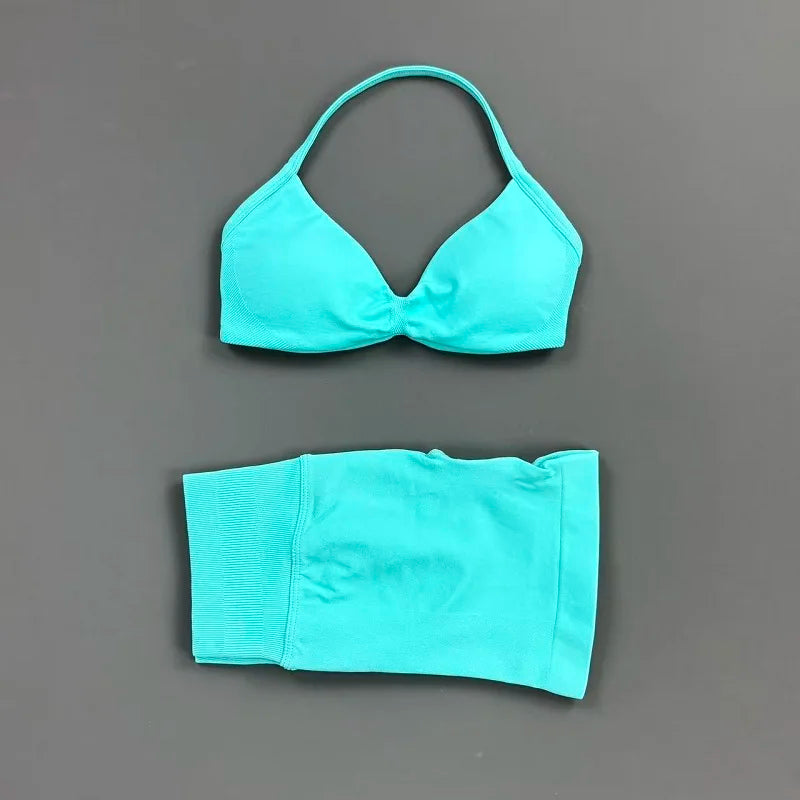 Histello Women Seamless Two Piece Yoga Gym Fitness Set