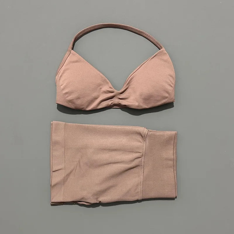 Histello Women Seamless Two Piece Yoga Gym Fitness Set